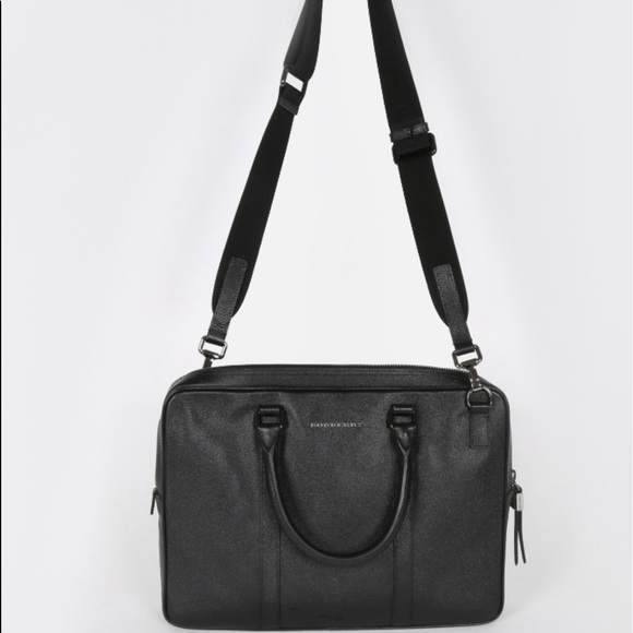 Burberry Calf Grain Leather Newburg Unisex Briefcase Messenger Bag - Picture 2 of 12